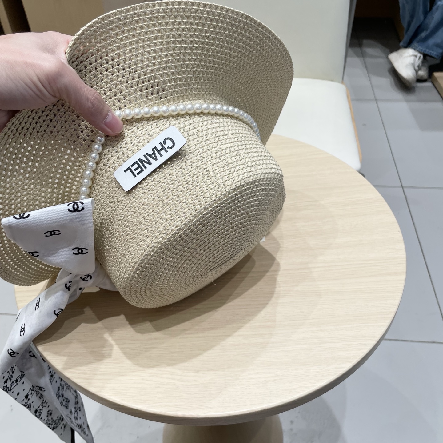 【CHANEL香奈儿】2026新款小香风珍珠丝带度假风盆帽草帽，出街旅行单品