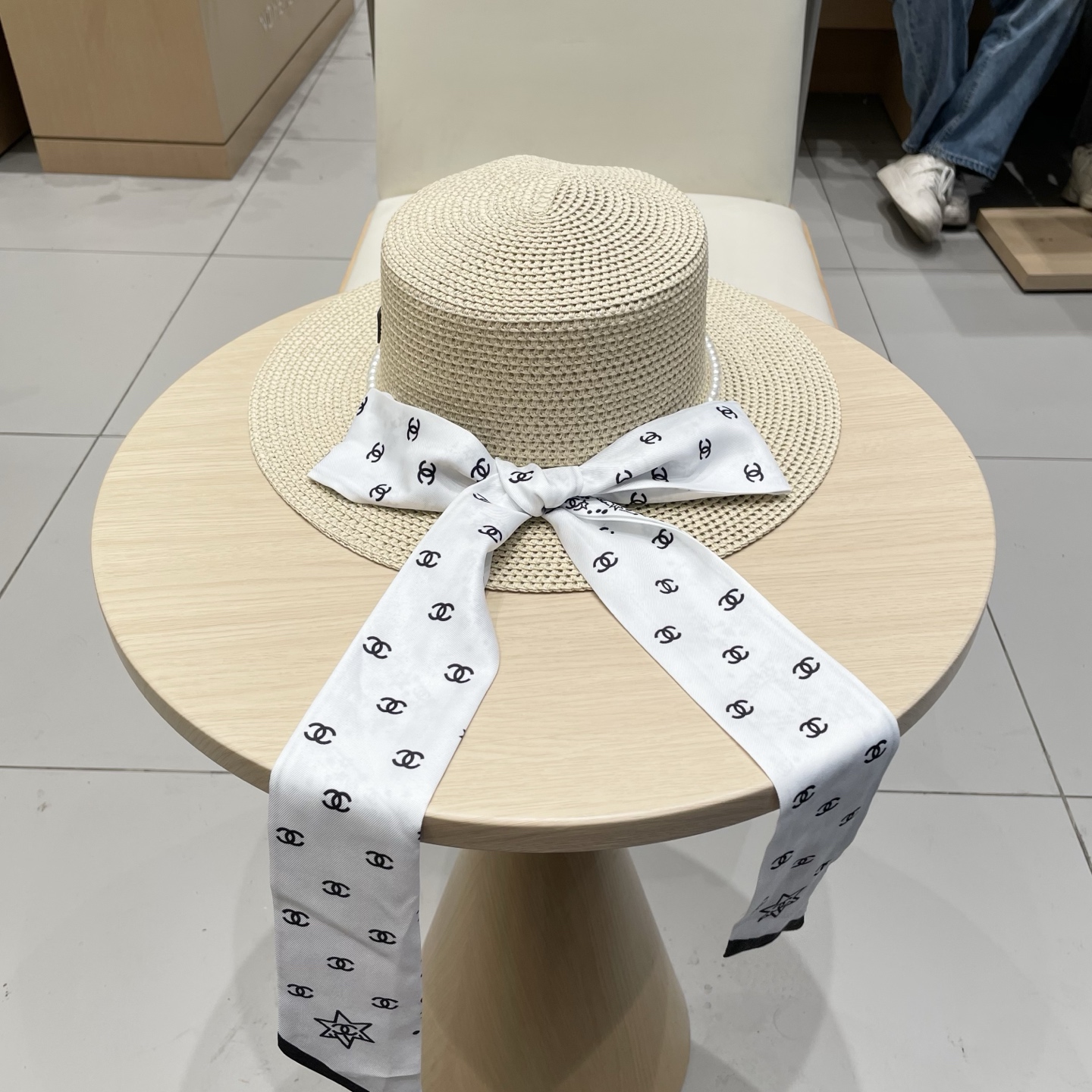 【CHANEL香奈儿】2026新款小香风珍珠丝带度假风盆帽草帽，出街旅行单品