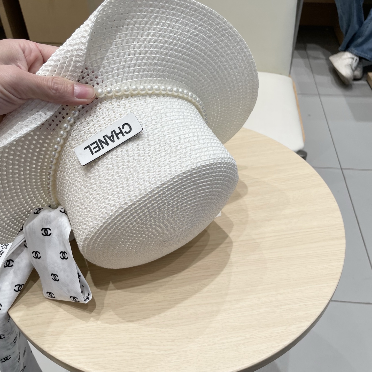【CHANEL香奈儿】2026新款小香风珍珠丝带度假风盆帽草帽，出街旅行单品