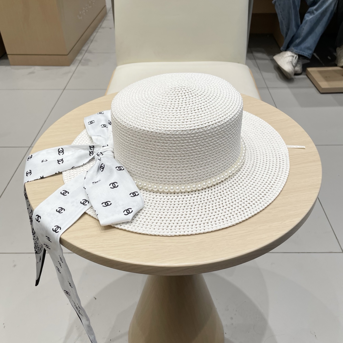 【CHANEL香奈儿】2026新款小香风珍珠丝带度假风盆帽草帽，出街旅行单品