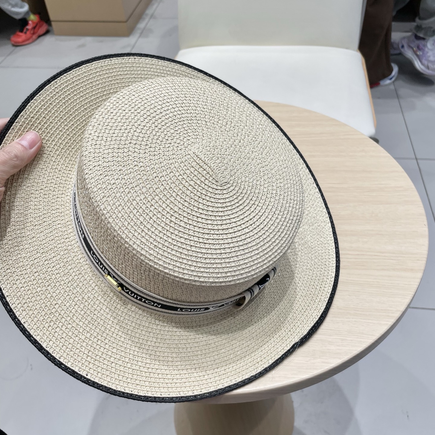 LV路易威登新款草帽，平顶礼帽，头围57cm