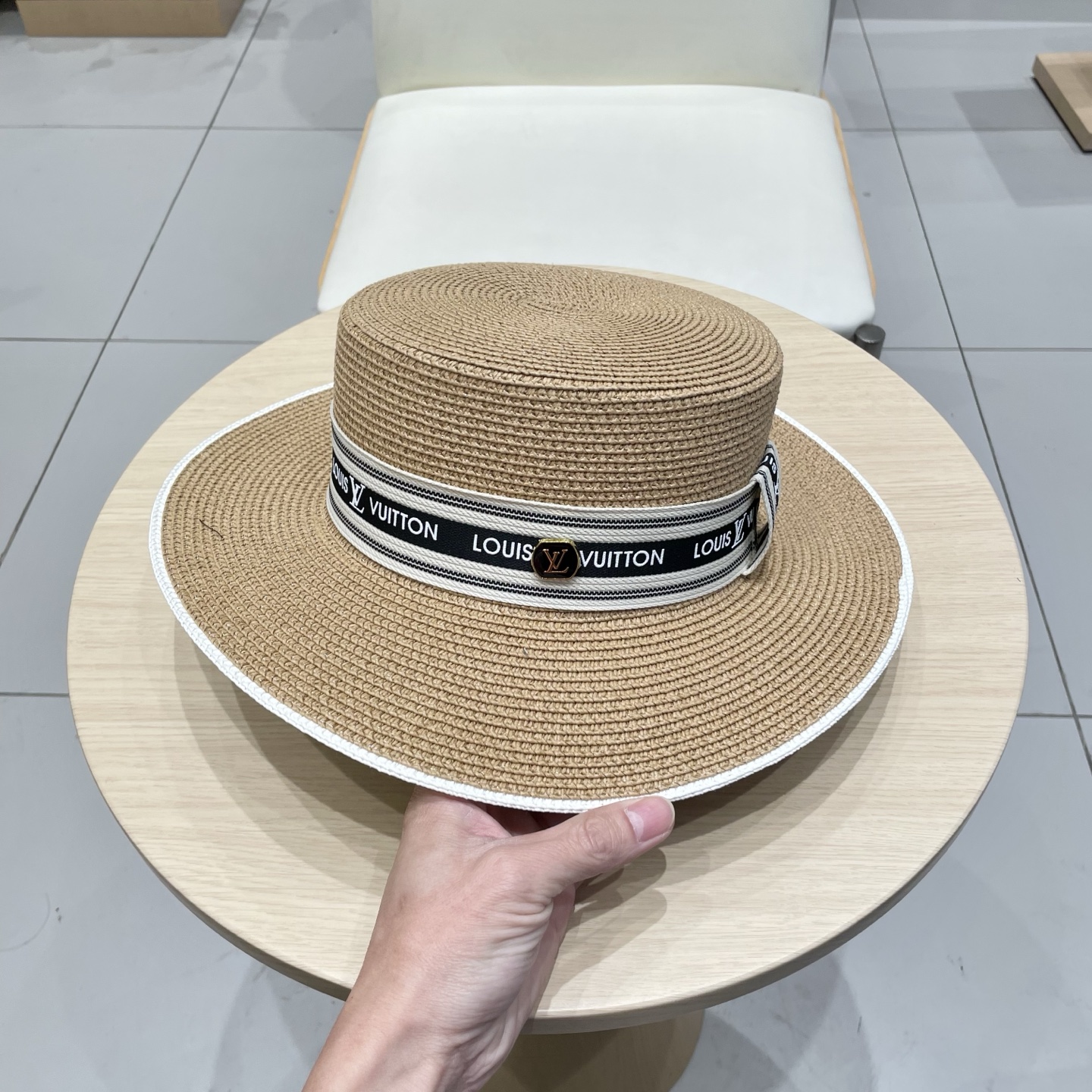LV路易威登新款草帽，平顶礼帽，头围57cm