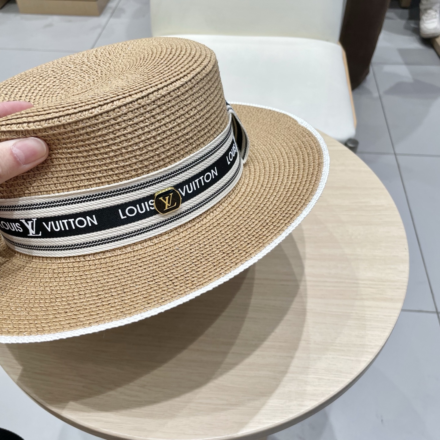 LV路易威登新款草帽，平顶礼帽，头围57cm