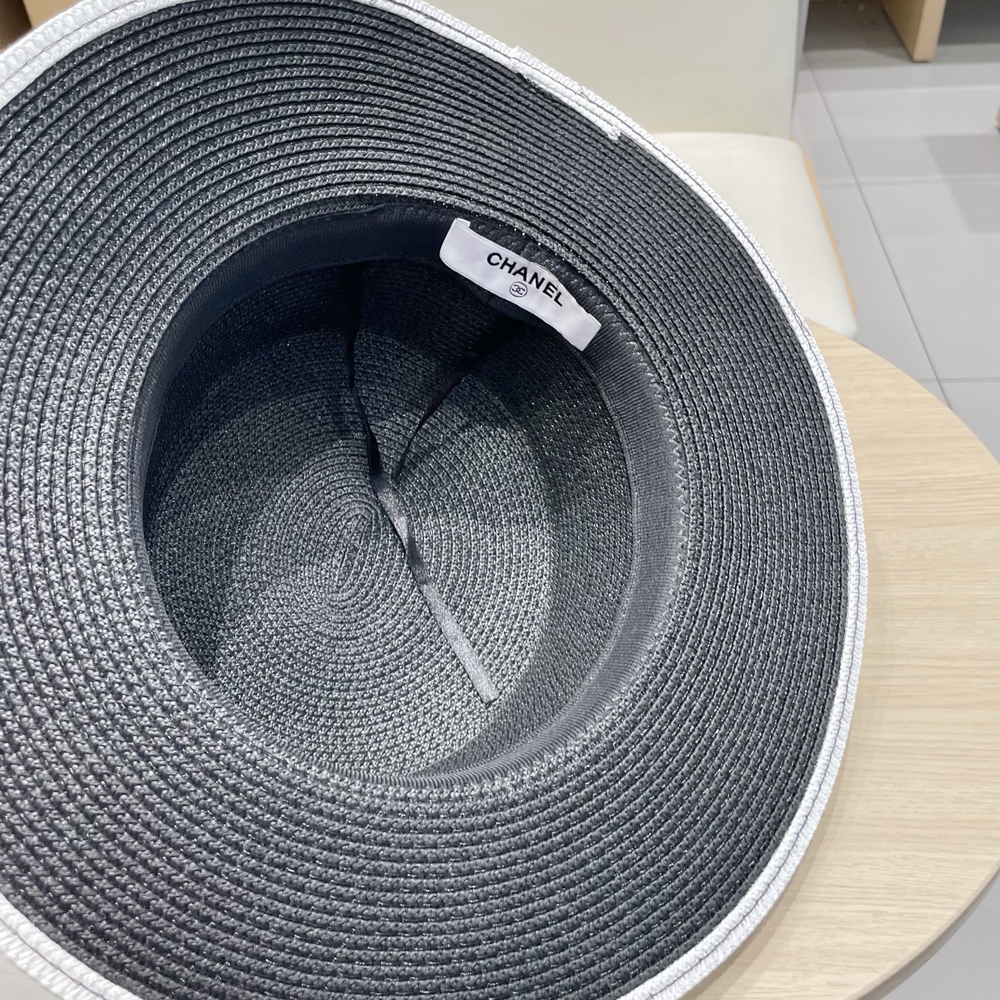 Chanel香奈儿名媛风小礼帽，平顶草帽，头围57cm