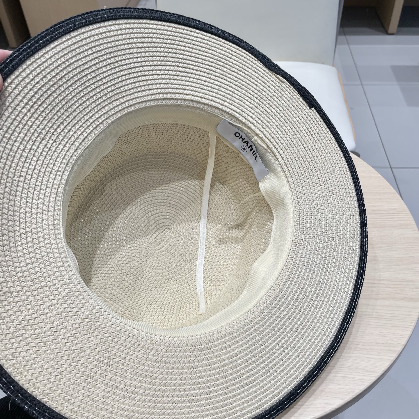 Chanel香奈儿名媛风小礼帽，平顶草帽，头围57cm