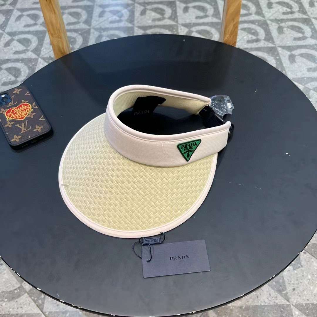 普拉达Prada新款男女夏季棒球帽运动户外空顶防晒帽子时尚流行遮阳草帽 