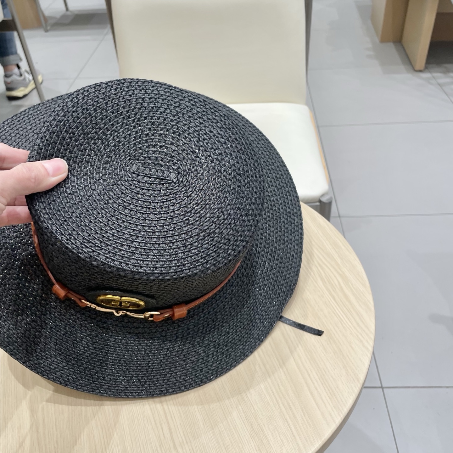  Gucci古奇2025原单皮带扣草帽，名媛平顶草帽制作，可折叠，携带方便，头围57cm