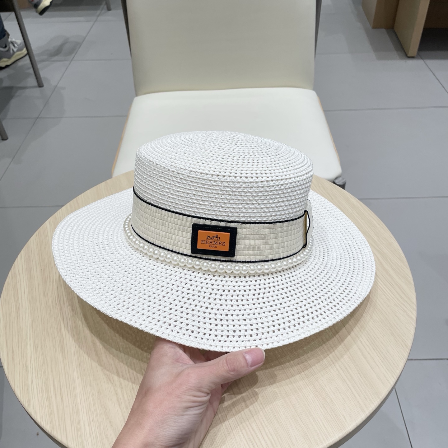  爱马仕新款草帽，平顶礼帽，头围57cm