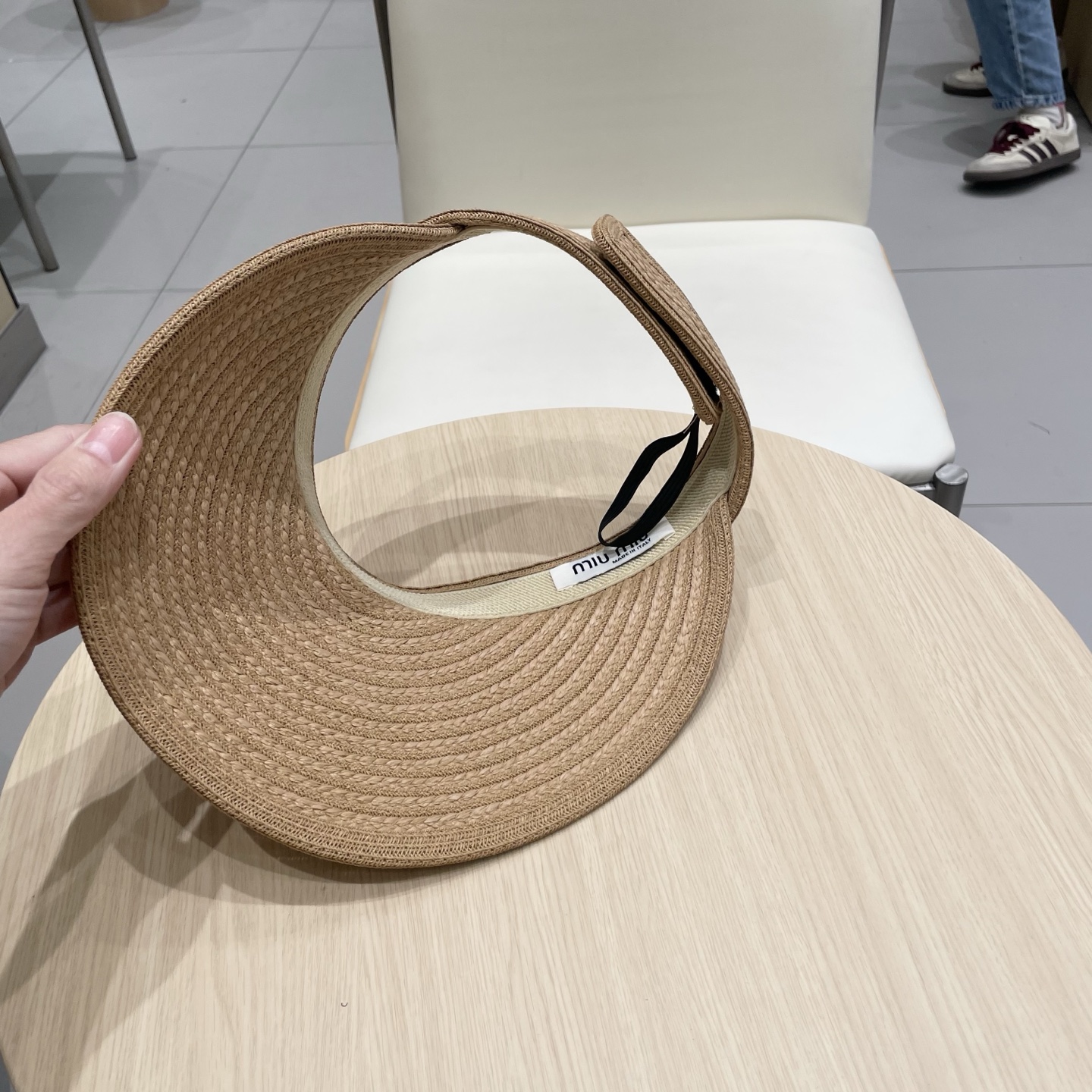缪缪miumiu缪高品质条纹可卷空顶帽斑马条纹黑白条纹大檐防紫外线防晒草帽