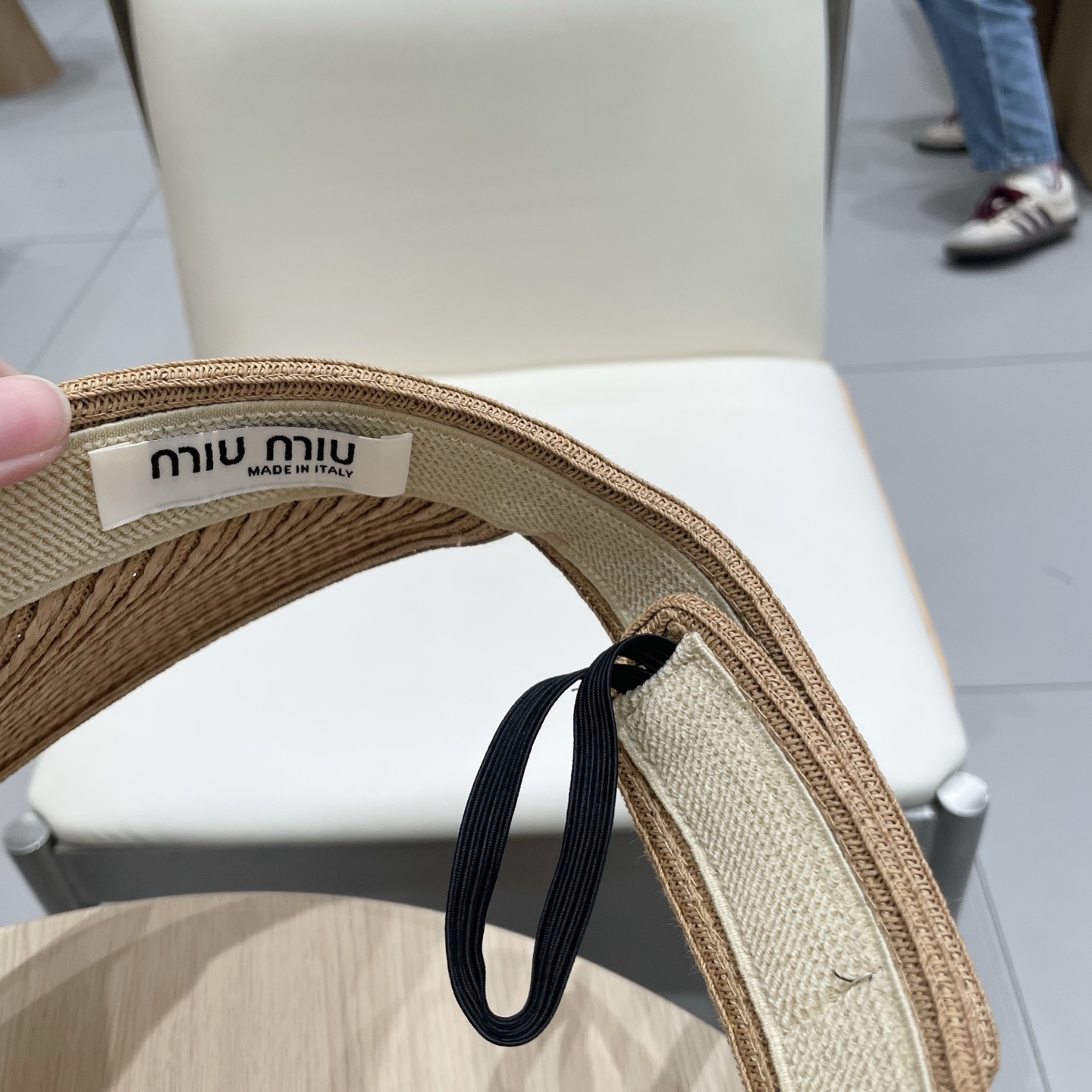 缪缪miumiu缪高品质条纹可卷空顶帽斑马条纹黑白条纹大檐防紫外线防晒草帽
