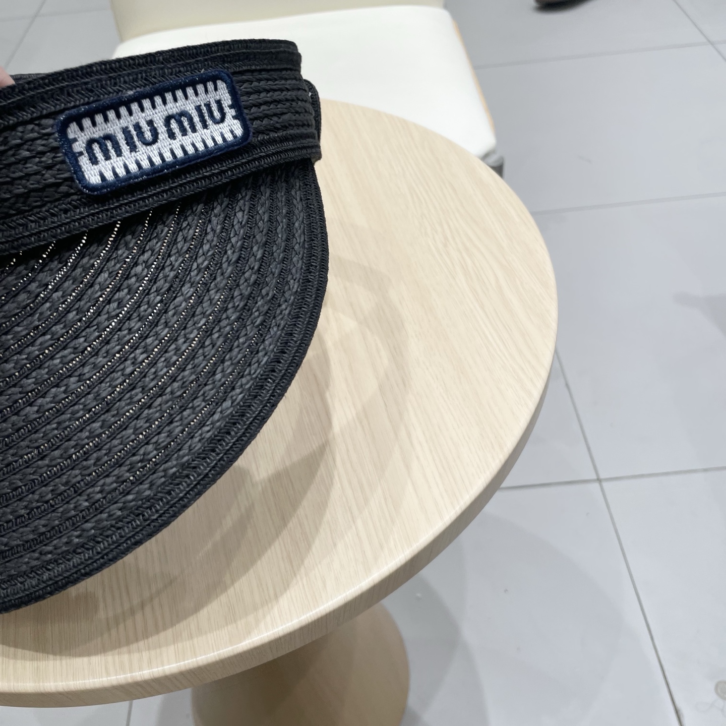  缪缪miumiu缪高品质条纹可卷空顶帽斑马条纹黑白条纹大檐防紫外线防晒草帽