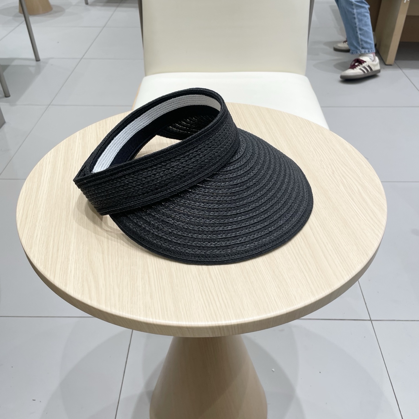  缪缪miumiu缪高品质条纹可卷空顶帽斑马条纹黑白条纹大檐防紫外线防晒草帽