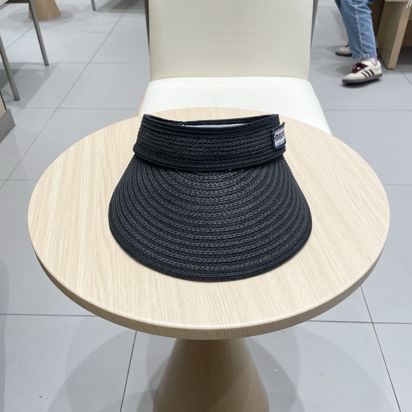  缪缪miumiu缪高品质条纹可卷空顶帽斑马条纹黑白条纹大檐防紫外线防晒草帽