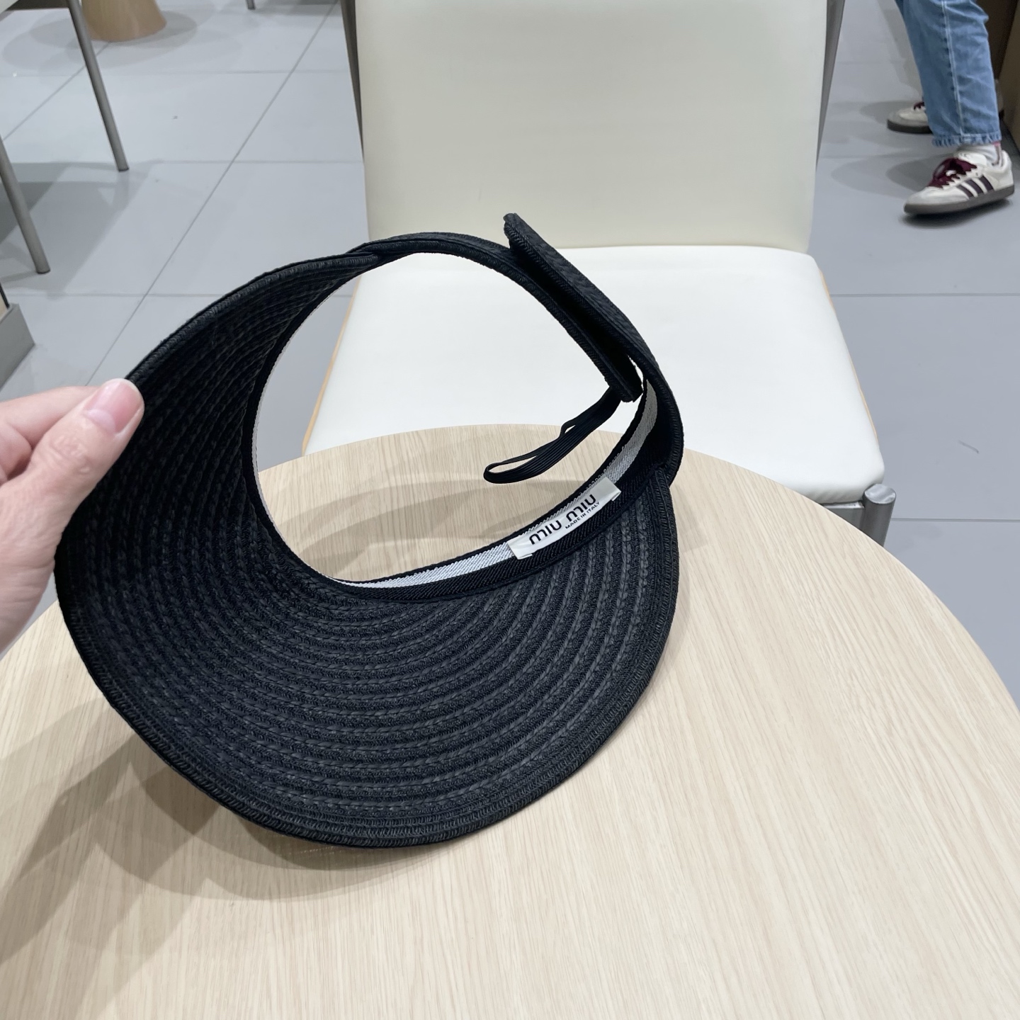  缪缪miumiu缪高品质条纹可卷空顶帽斑马条纹黑白条纹大檐防紫外线防晒草帽