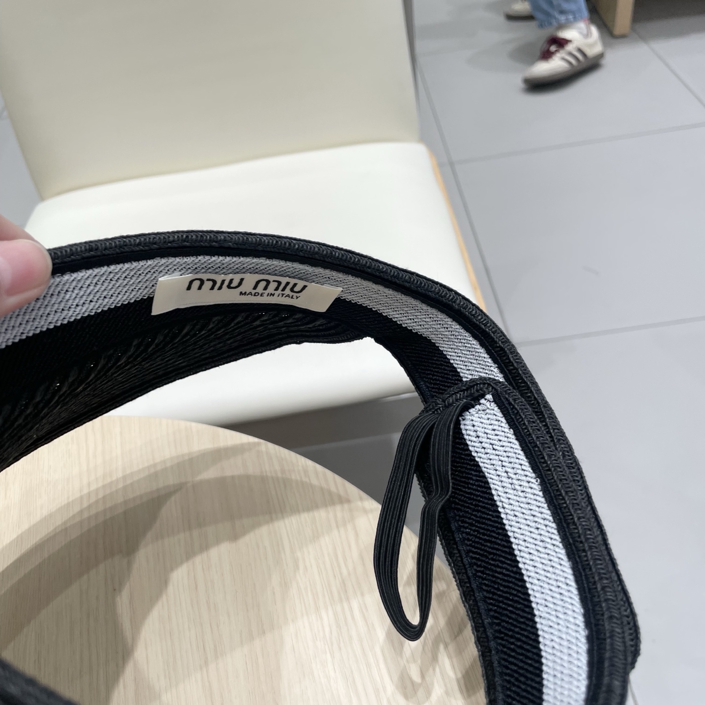  缪缪miumiu缪高品质条纹可卷空顶帽斑马条纹黑白条纹大檐防紫外线防晒草帽