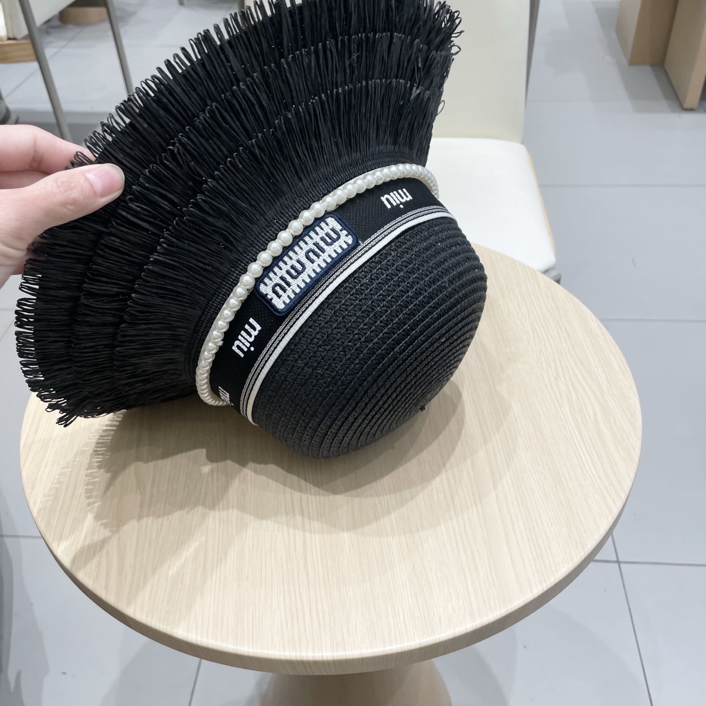 缪缪miumiu草帽，珍珠小礼帽，头围57cm