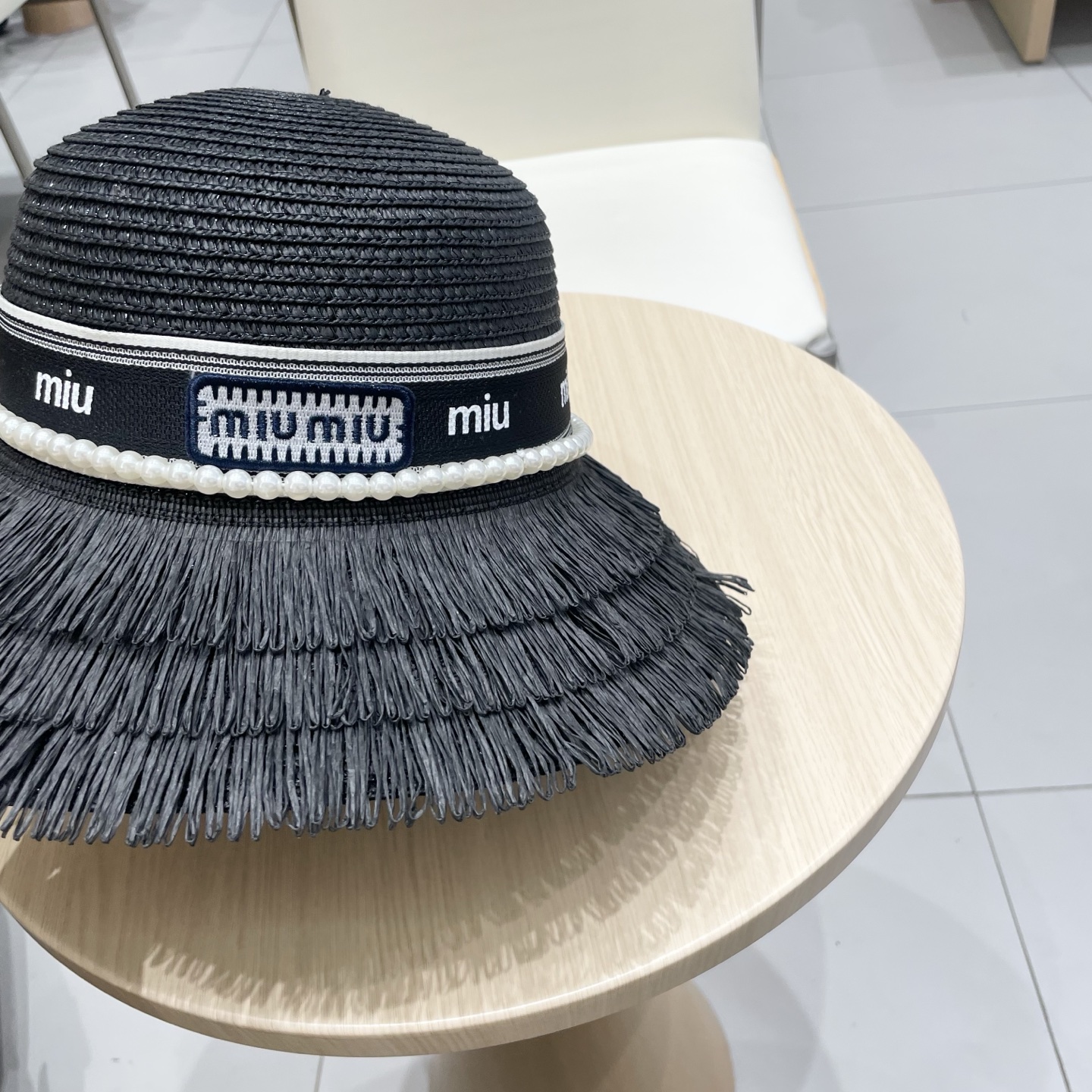 缪缪miumiu草帽，珍珠小礼帽，头围57cm