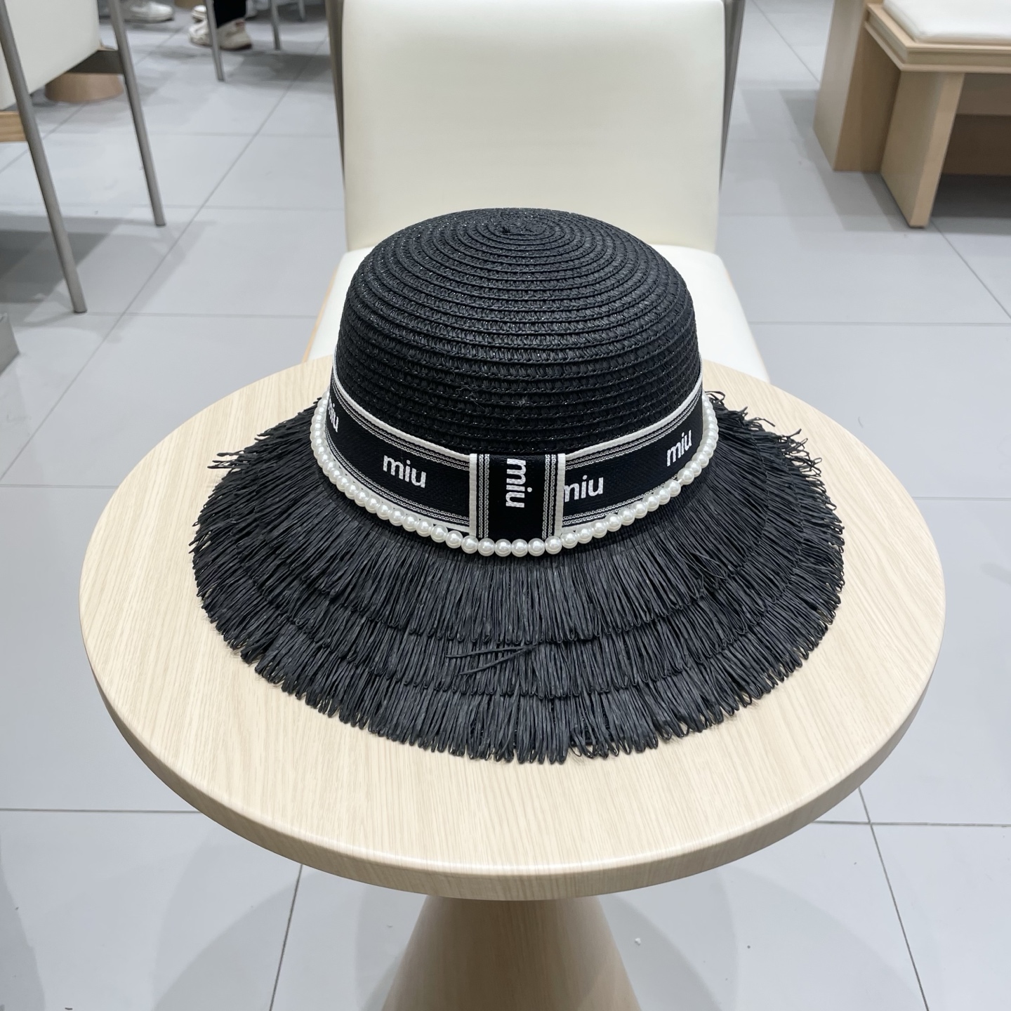缪缪miumiu草帽，珍珠小礼帽，头围57cm