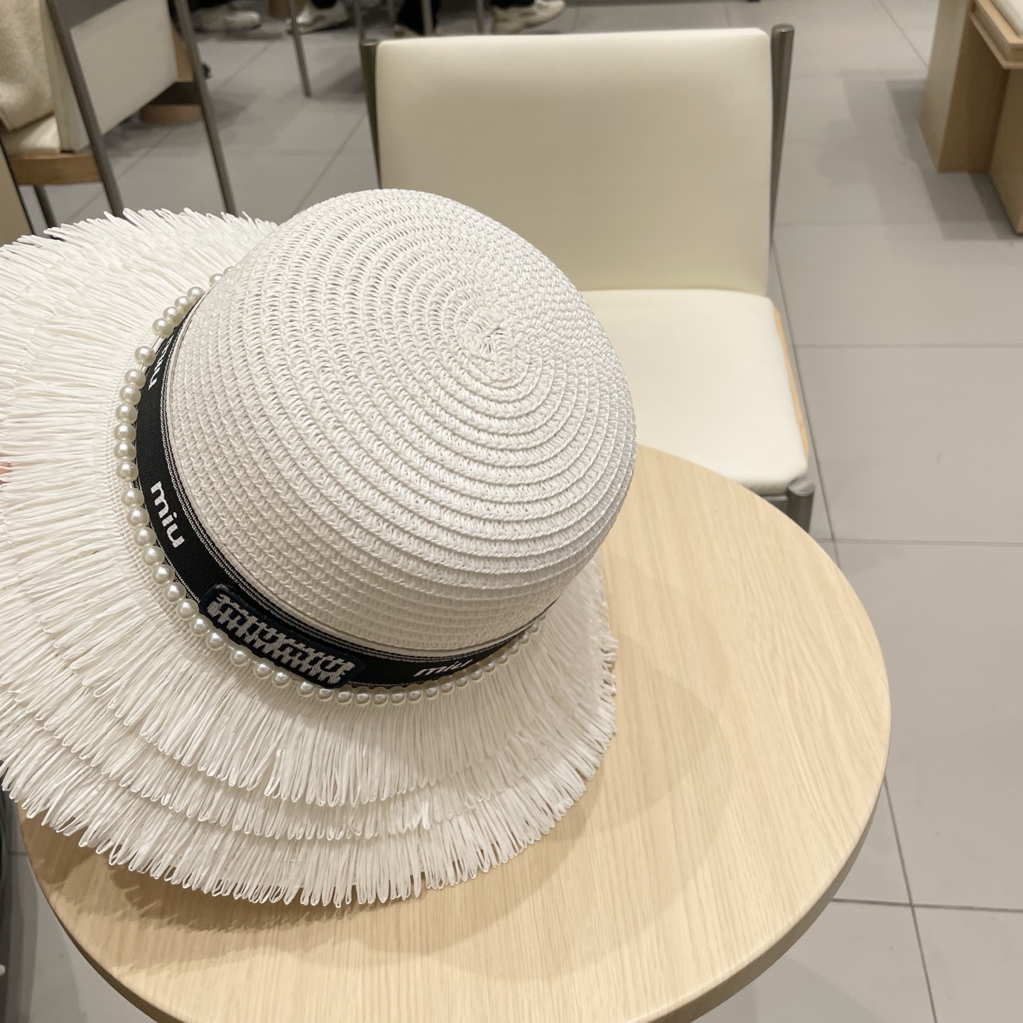 缪缪miumiu草帽，珍珠小礼帽，头围57cm