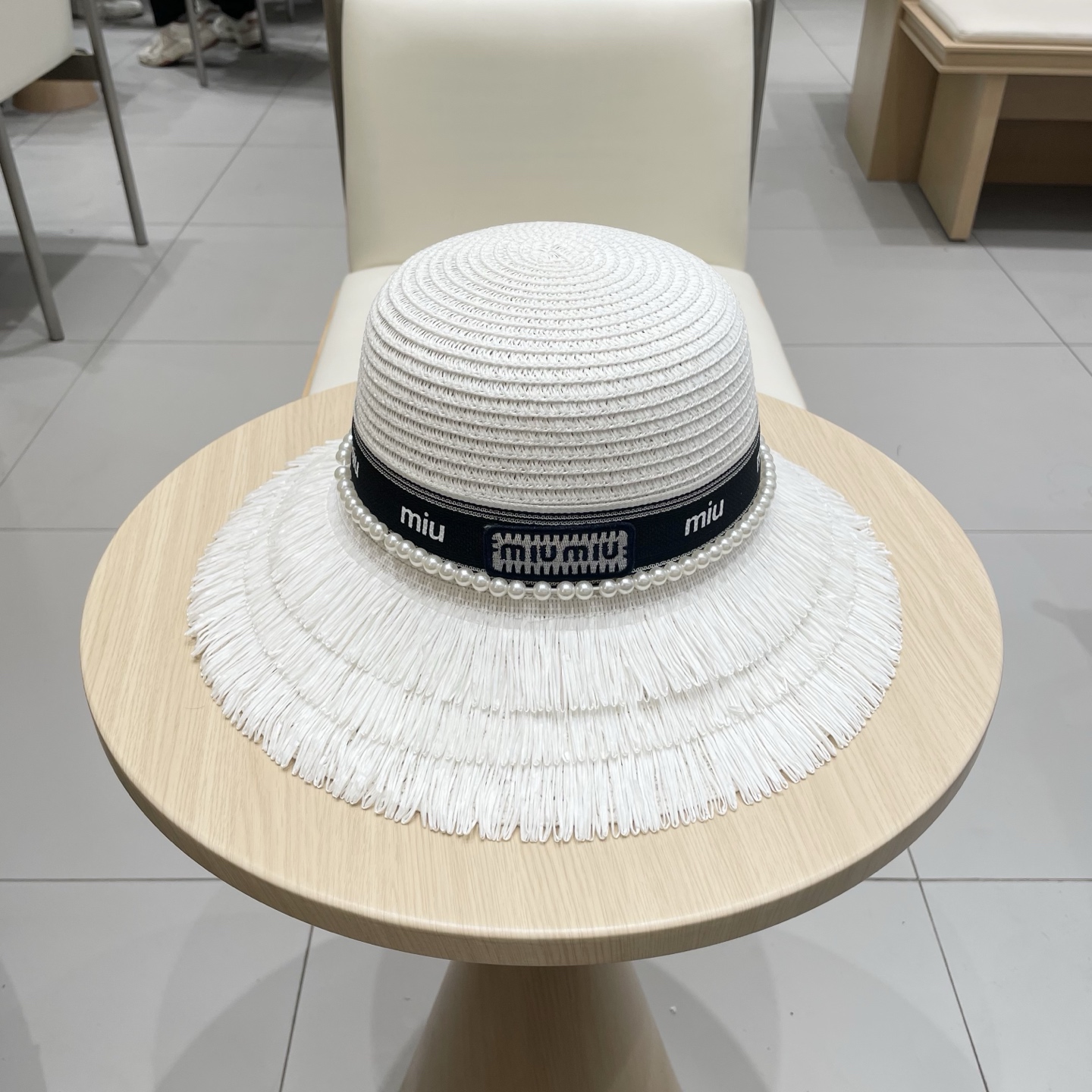 缪缪miumiu草帽，珍珠小礼帽，头围57cm