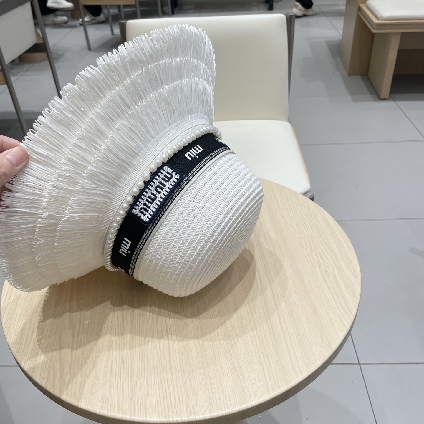 缪缪miumiu草帽，珍珠小礼帽，头围57cm
