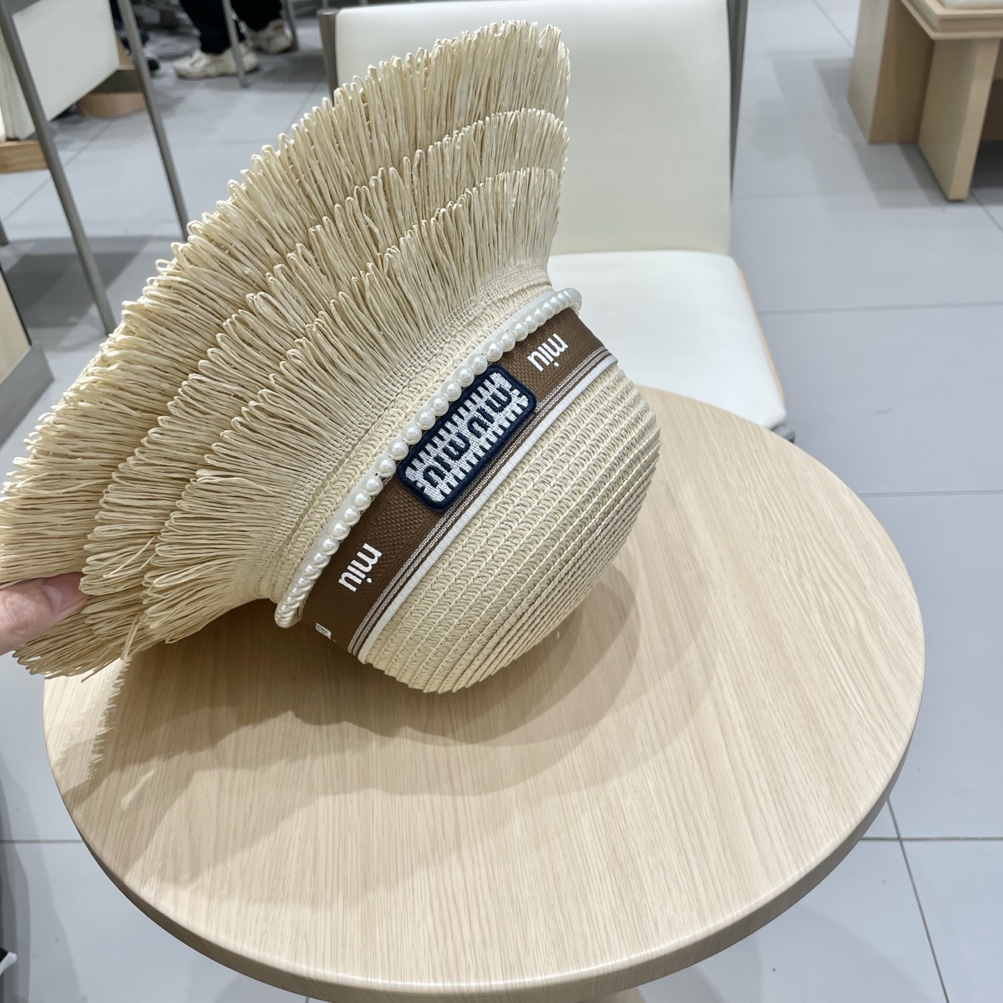 缪缪miumiu草帽，珍珠小礼帽，头围57cm