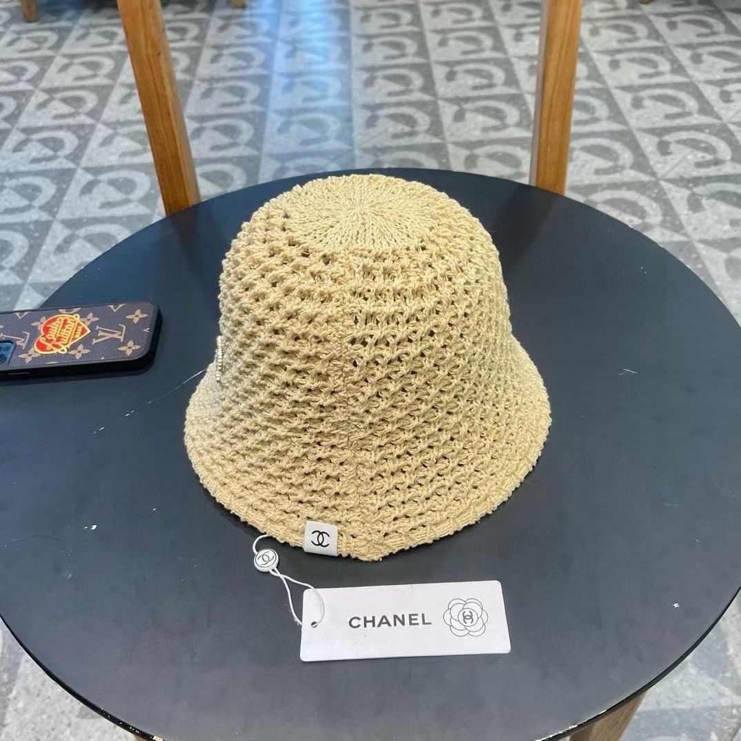    Chanel夏季镂空渔夫帽女透气帽子薄款防紫外线遮阳帽时尚盆帽水桶太阳帽 
