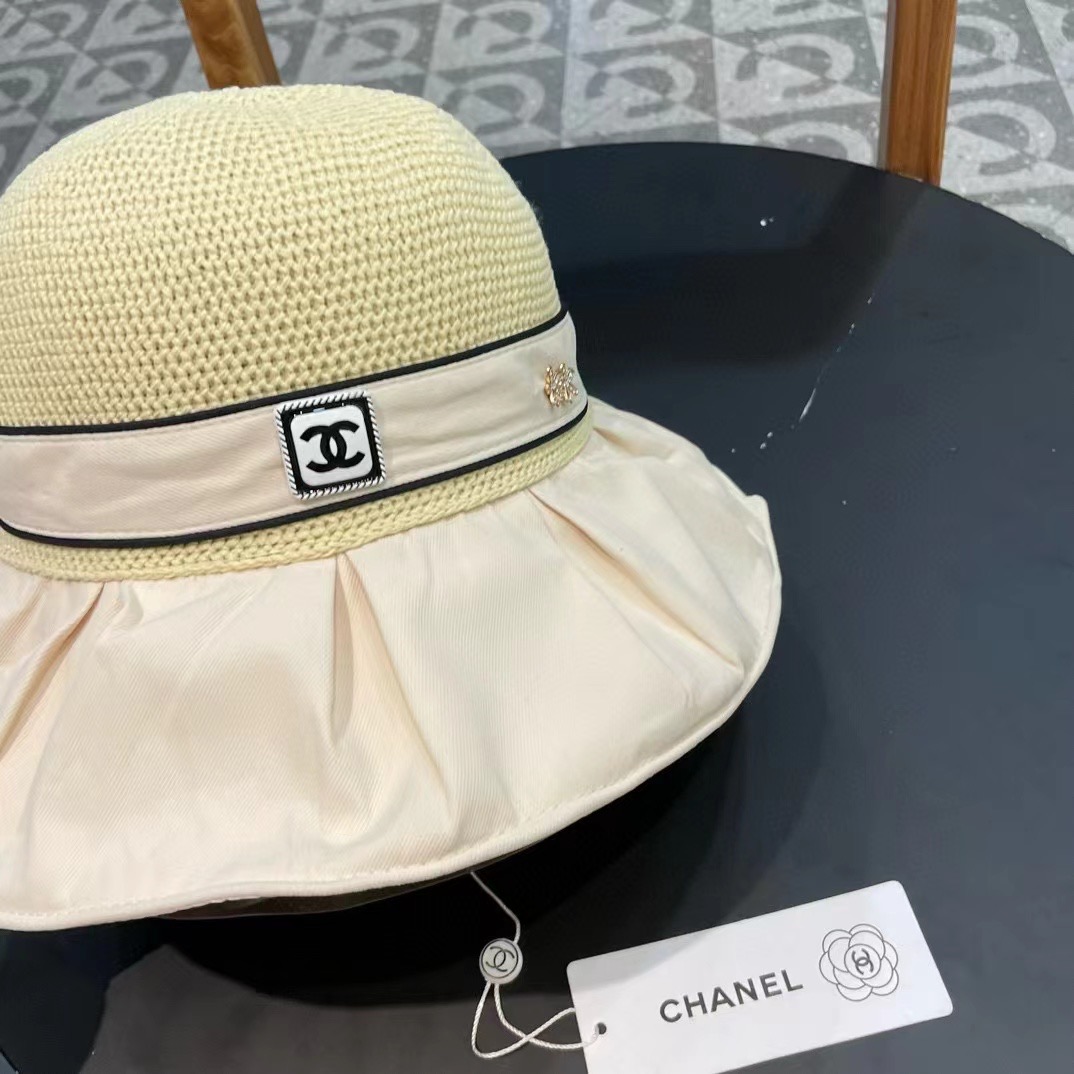  Chanel香奈儿 2024夏季新款帽子女时尚百搭防晒遮阳帽户外太阳帽全脸出游大檐