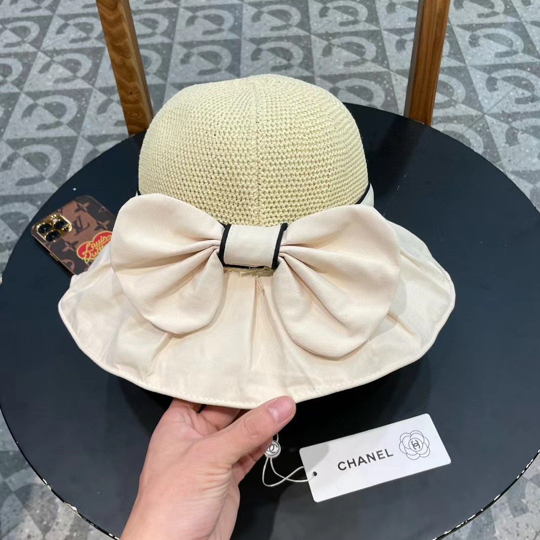 Chanel香奈儿 2024夏季新款帽子女时尚百搭防晒遮阳帽户外太阳帽全脸出游大檐