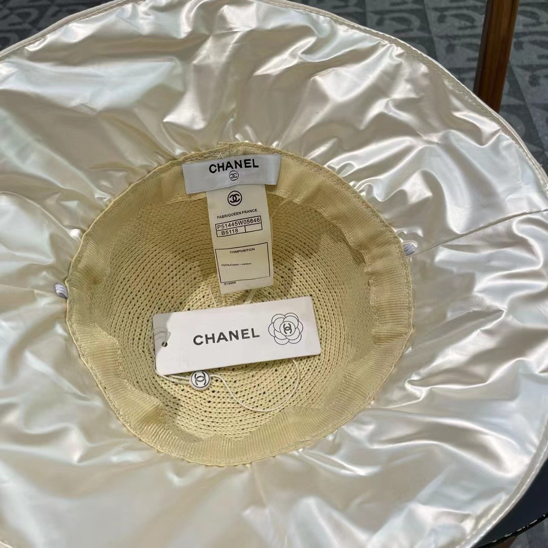  Chanel香奈儿 2024夏季新款帽子女时尚百搭防晒遮阳帽户外太阳帽全脸出游大檐
