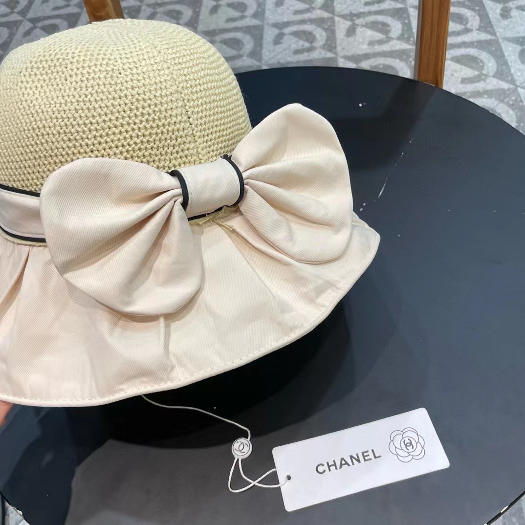  Chanel香奈儿 2024夏季新款帽子女时尚百搭防晒遮阳帽户外太阳帽全脸出游大檐