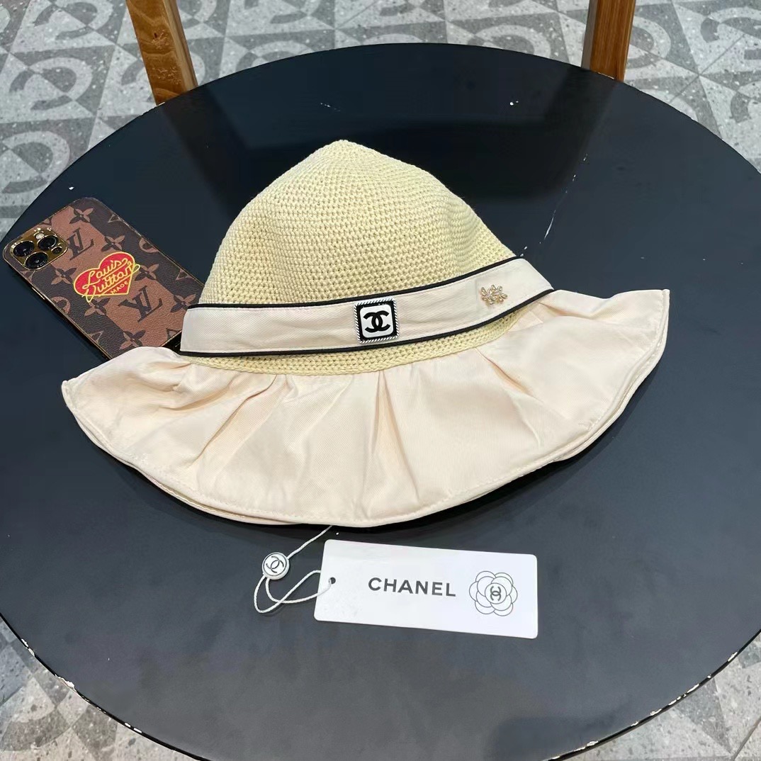  Chanel香奈儿 2024夏季新款帽子女时尚百搭防晒遮阳帽户外太阳帽全脸出游大檐