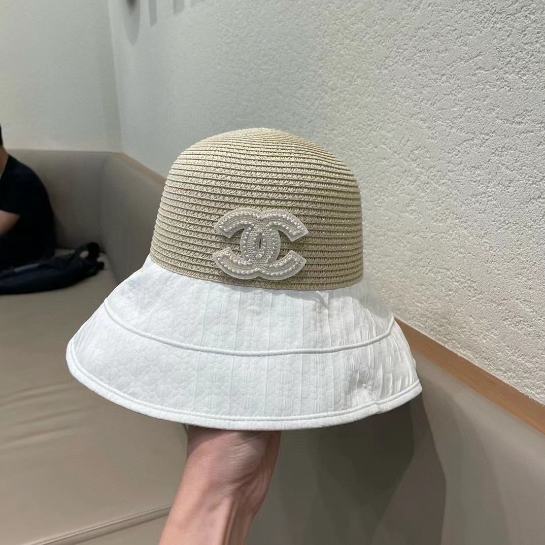   【CHANEL香奈儿】2024新款黑胶编织渔夫帽，大沿超好搭配，闭眼入的一款