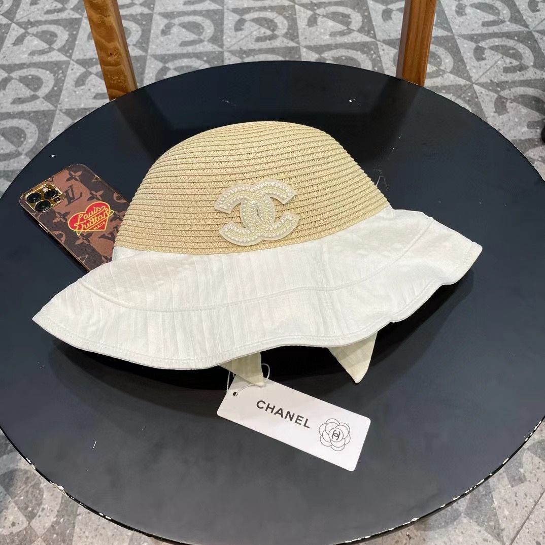   【CHANEL香奈儿】2024新款黑胶编织渔夫帽，大沿超好搭配，闭眼入的一款
