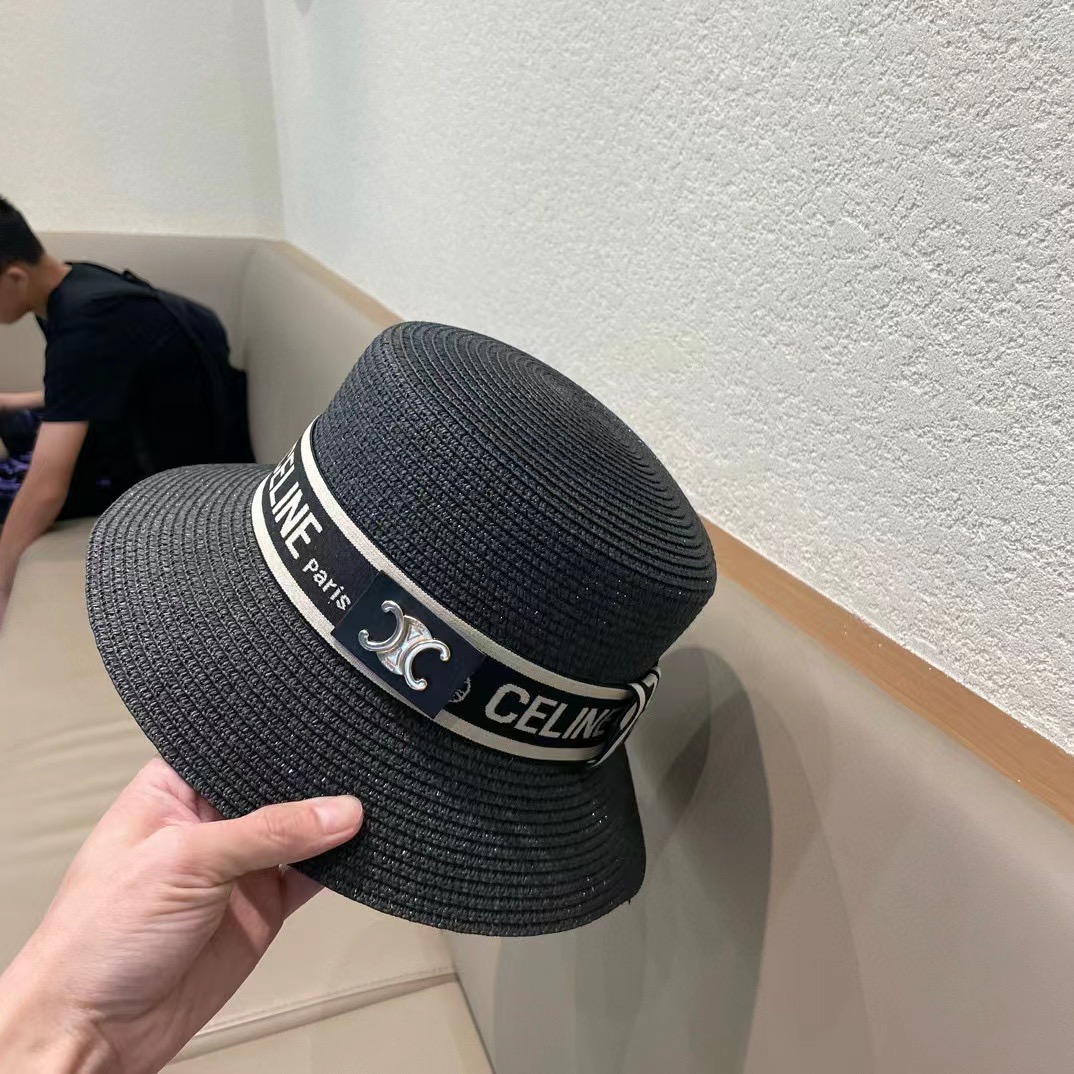 塞琳celien新款草帽，平顶水桶礼帽，头围57cm