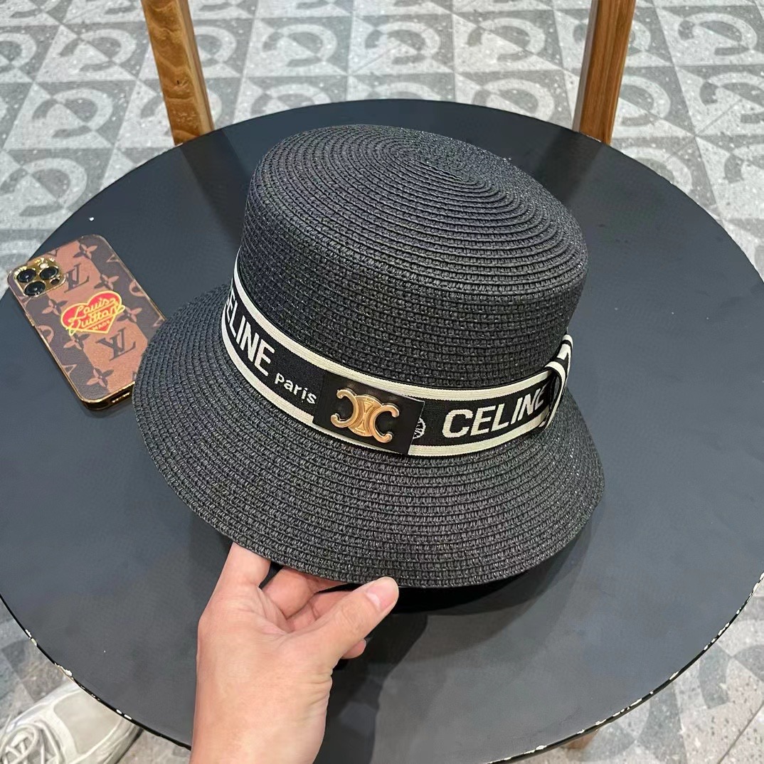 塞琳celien新款草帽，平顶水桶礼帽，头围57cm