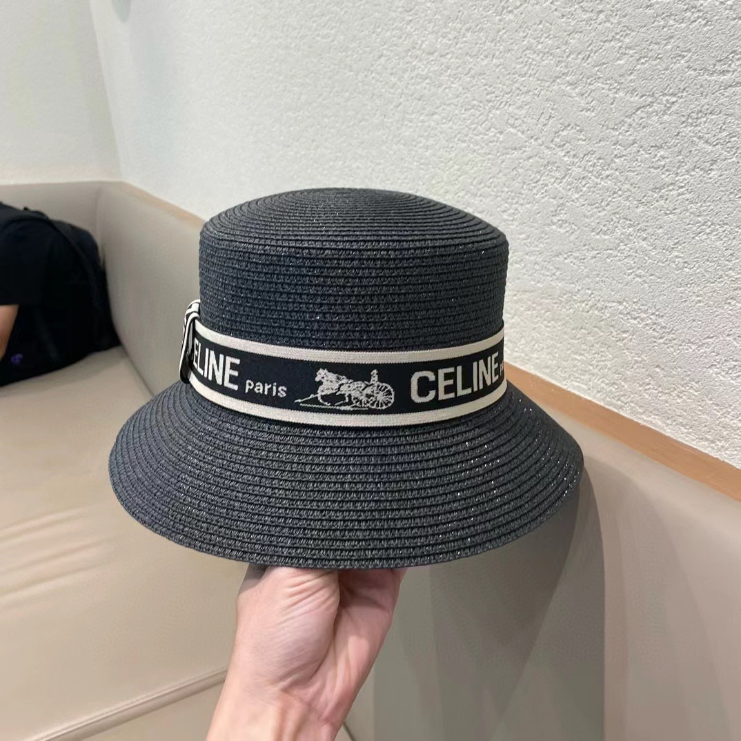 塞琳celien新款草帽，平顶水桶礼帽，头围57cm