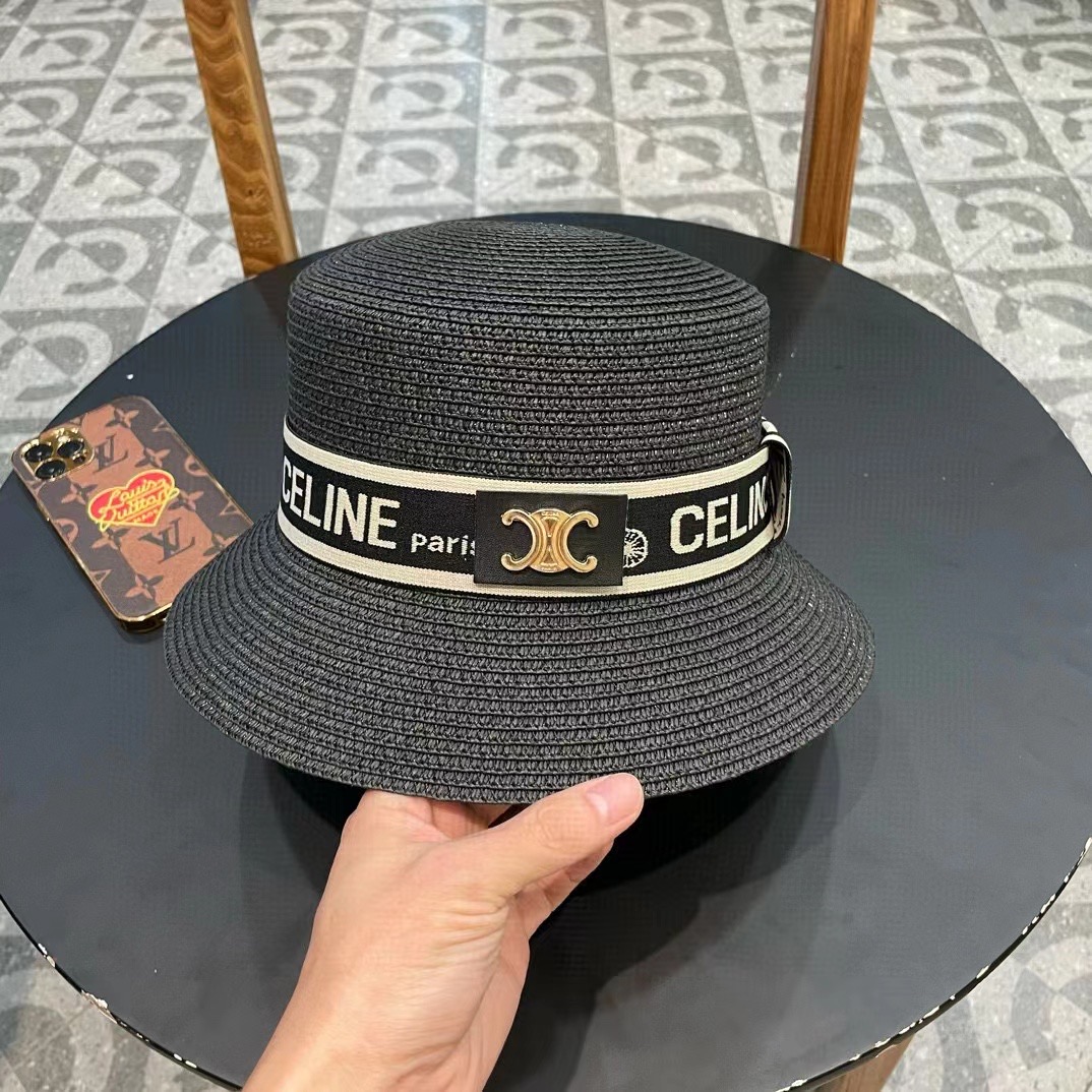 塞琳celien新款草帽，平顶水桶礼帽，头围57cm