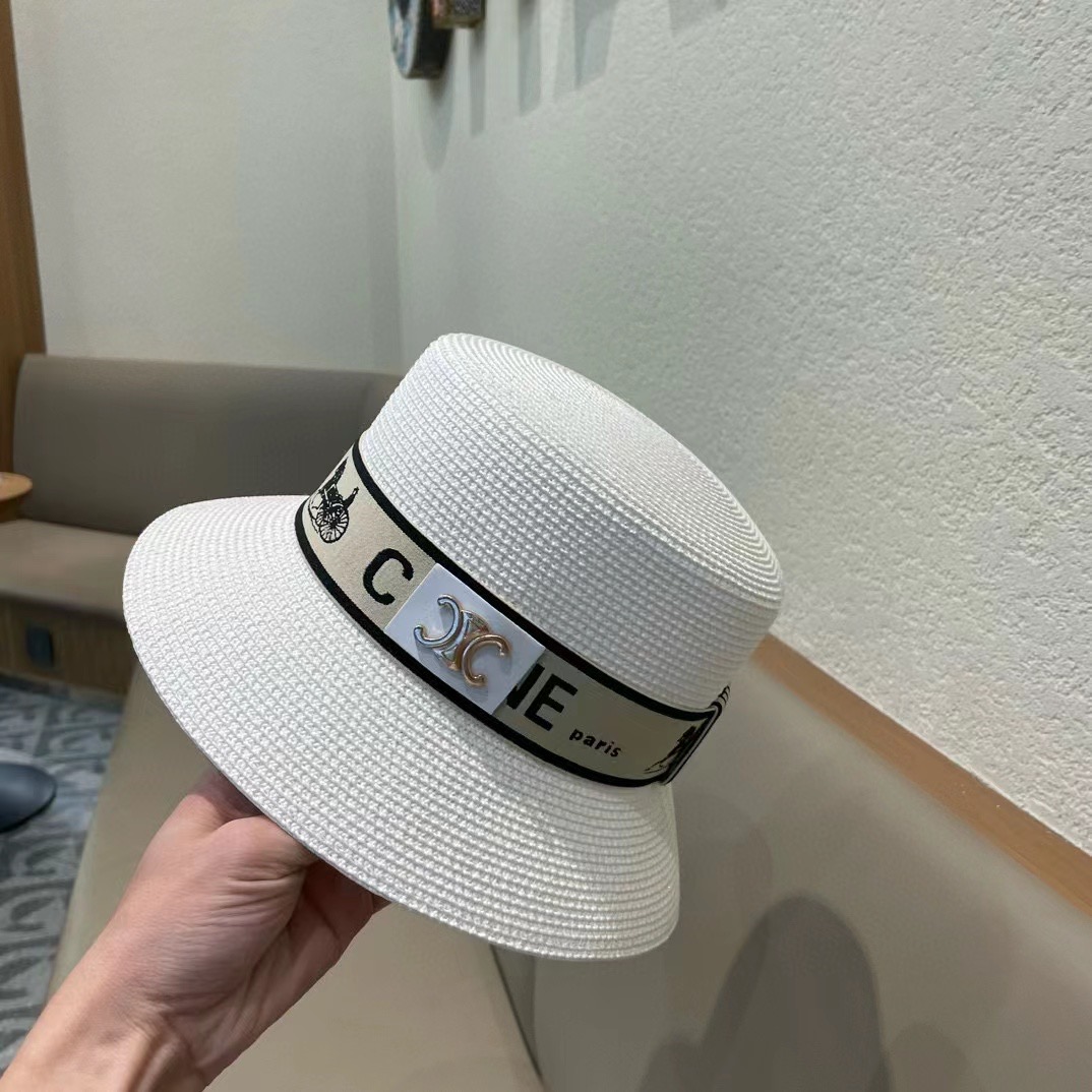 塞琳celien新款草帽，平顶水桶礼帽，头围57cm