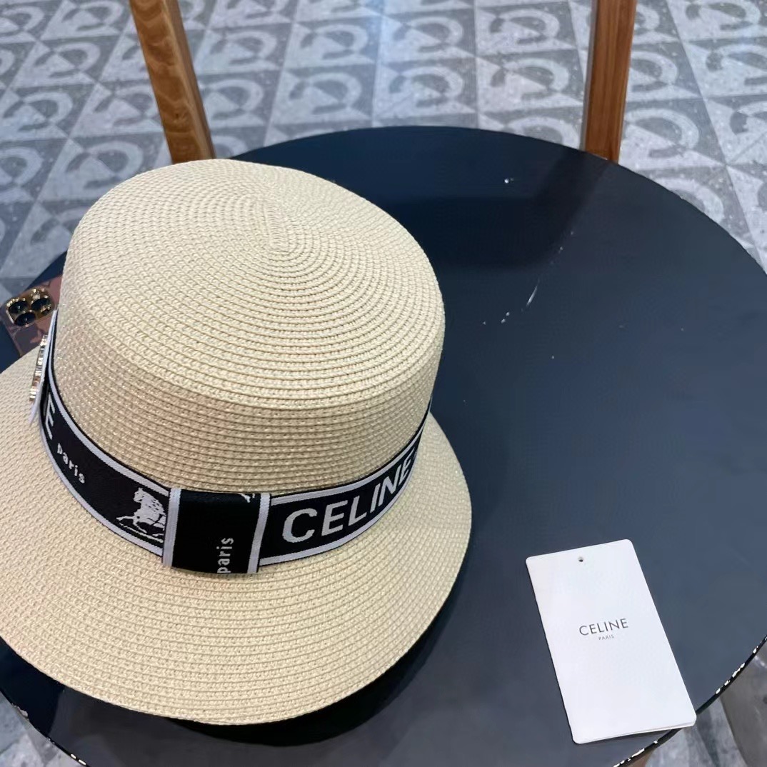 塞琳celien新款草帽，平顶水桶礼帽，头围57cm