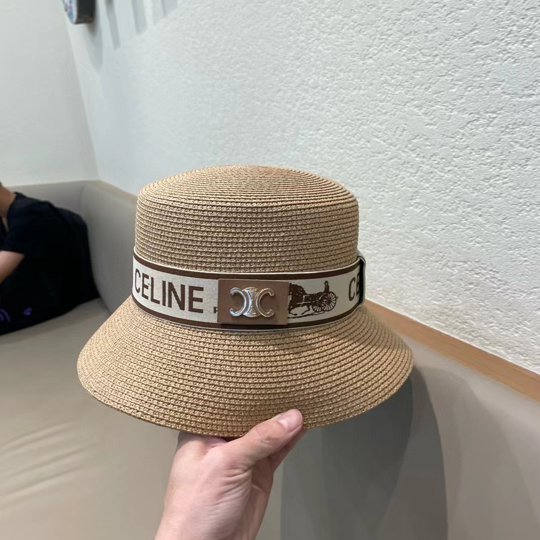 塞琳celien新款草帽，平顶水桶礼帽，头围57cm