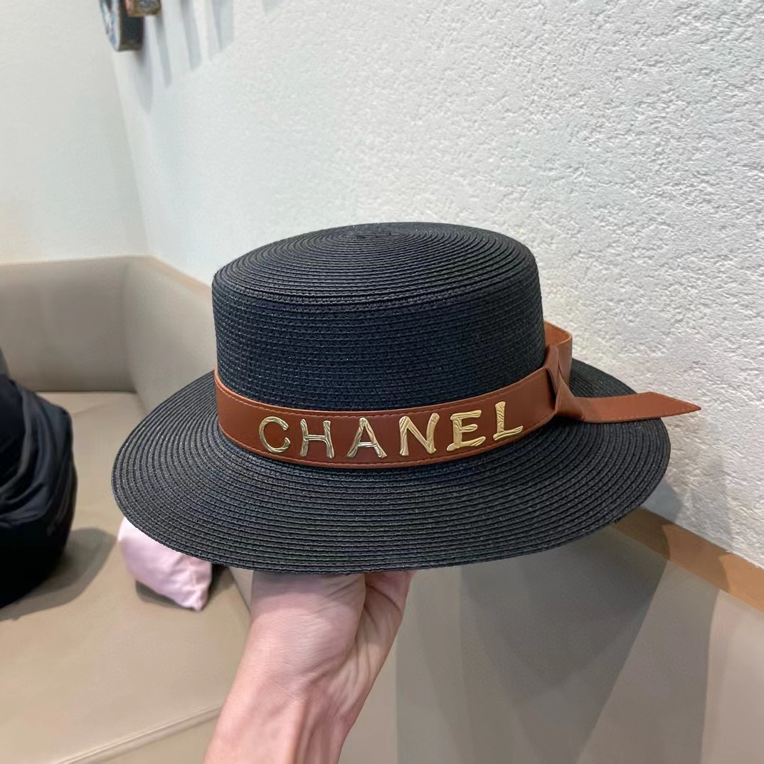   【Chanel香奈儿】2024新款草编大牌皮带编织草帽，度假休闲必备，优雅大方的一款