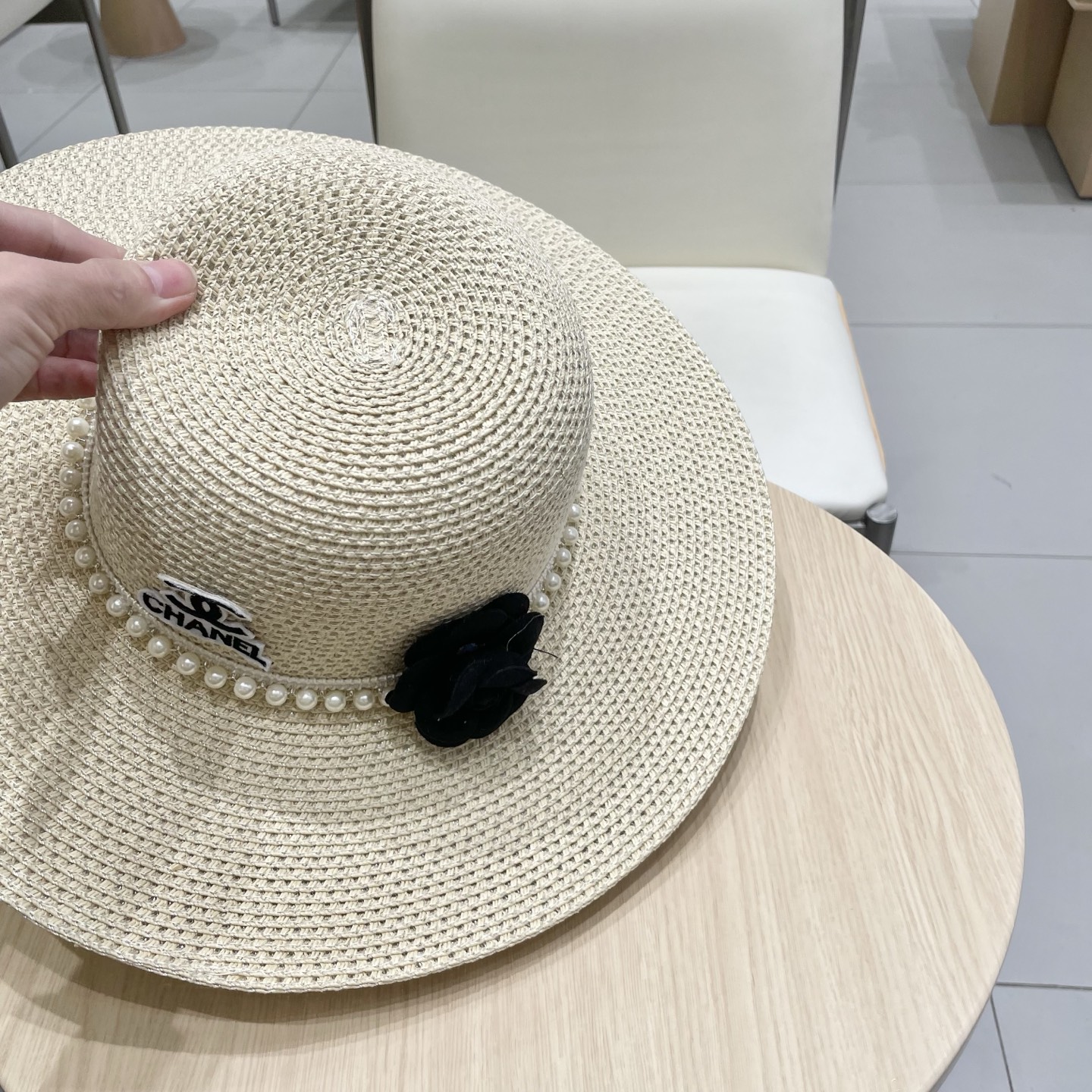  Chanel 新款女士遮阳法式大帽檐太阳帽显脸小草编防晒遮阳度假草帽