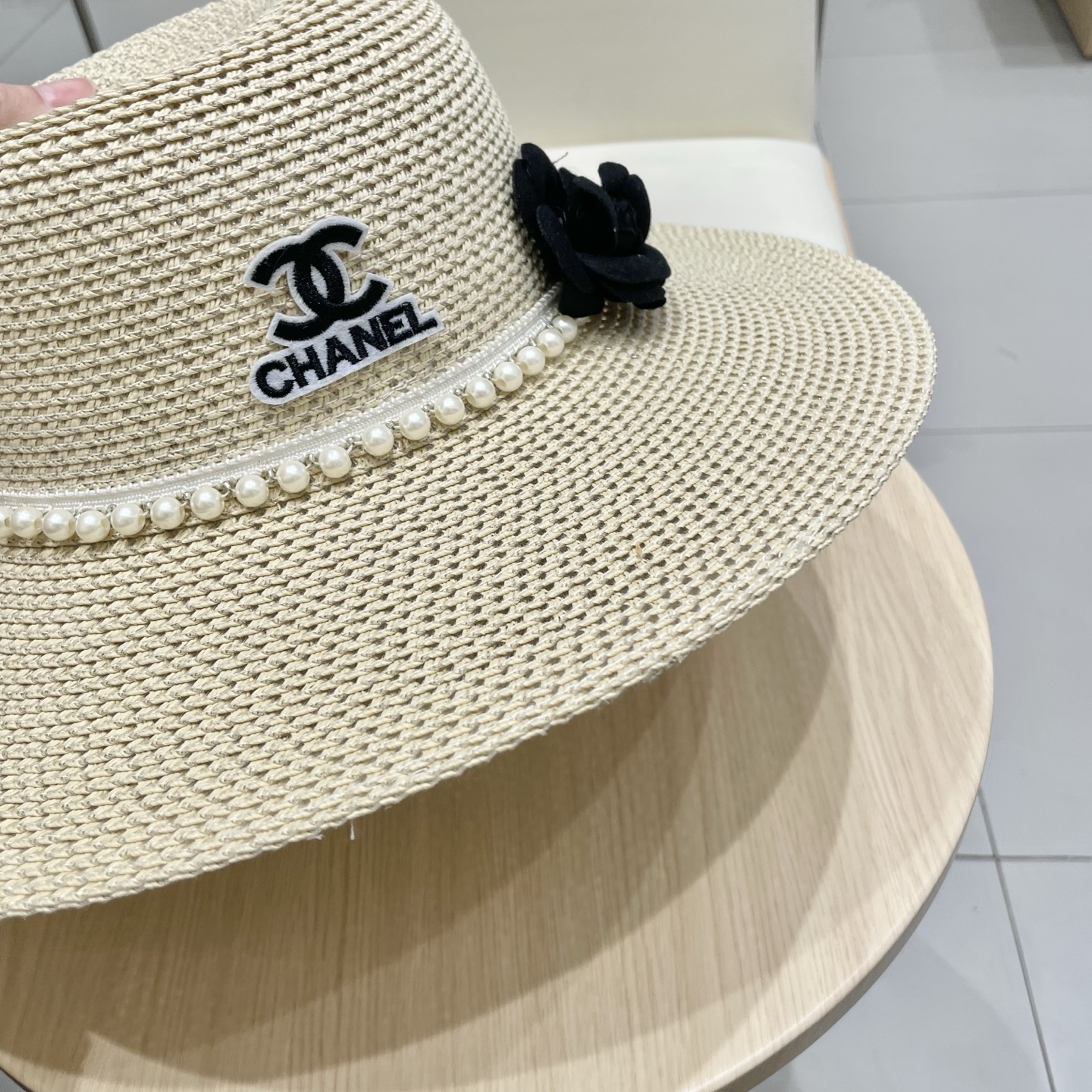  Chanel 新款女士遮阳法式大帽檐太阳帽显脸小草编防晒遮阳度假草帽