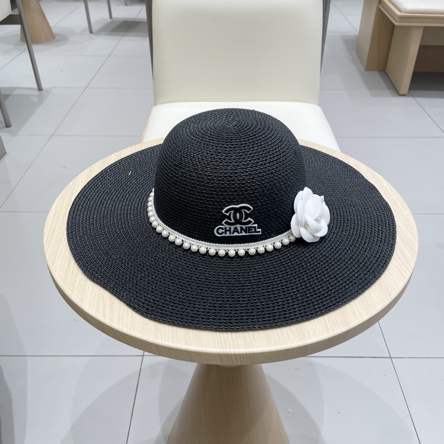  Chanel 新款女士遮阳法式大帽檐太阳帽显脸小草编防晒遮阳度假草帽