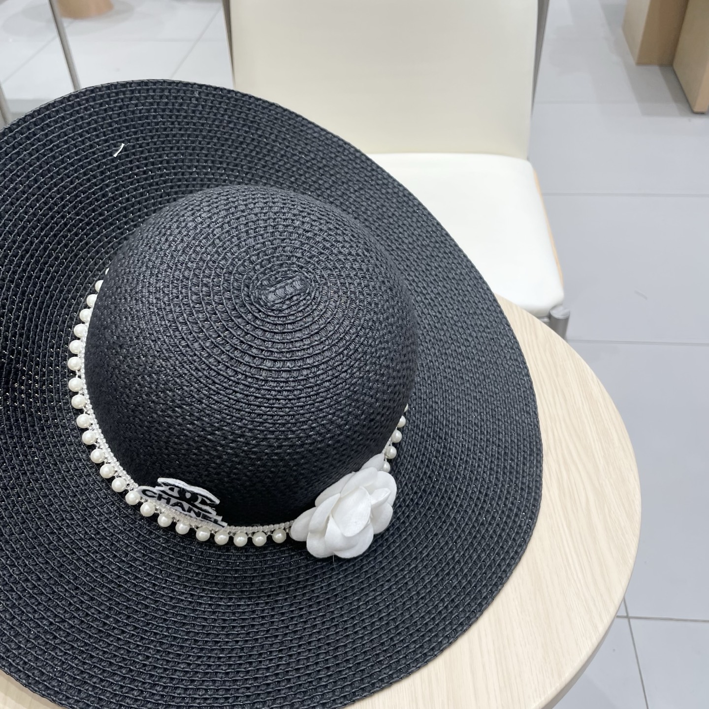  Chanel 新款女士遮阳法式大帽檐太阳帽显脸小草编防晒遮阳度假草帽
