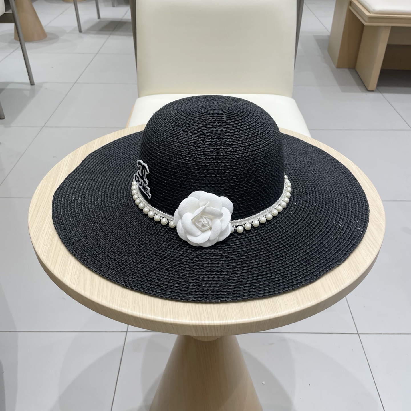 Chanel 新款女士遮阳法式大帽檐太阳帽显脸小草编防晒遮阳度假草帽