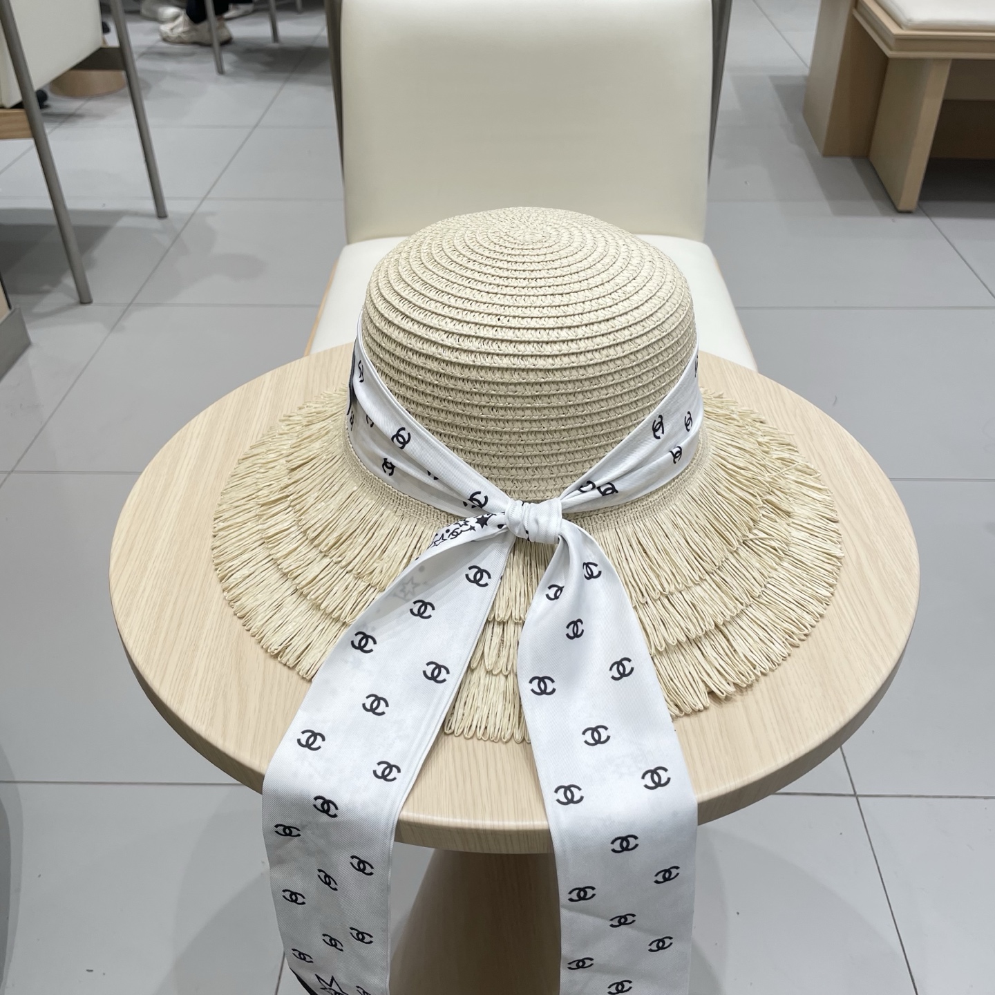  Chanel草帽女夏季优雅蝴蝶结防晒遮阳帽沙滩渔夫帽海边度假草编太阳帽潮