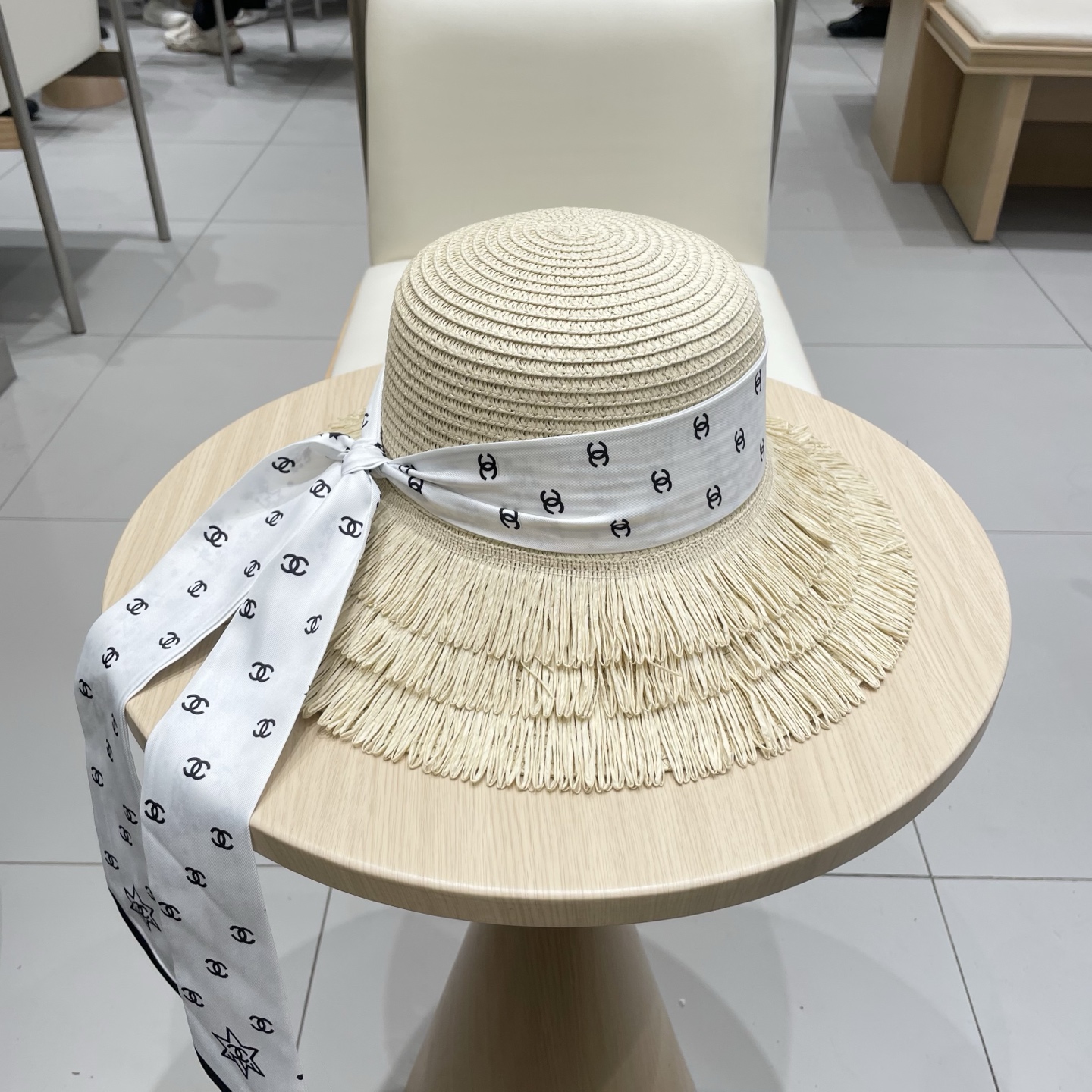  Chanel草帽女夏季优雅蝴蝶结防晒遮阳帽沙滩渔夫帽海边度假草编太阳帽潮
