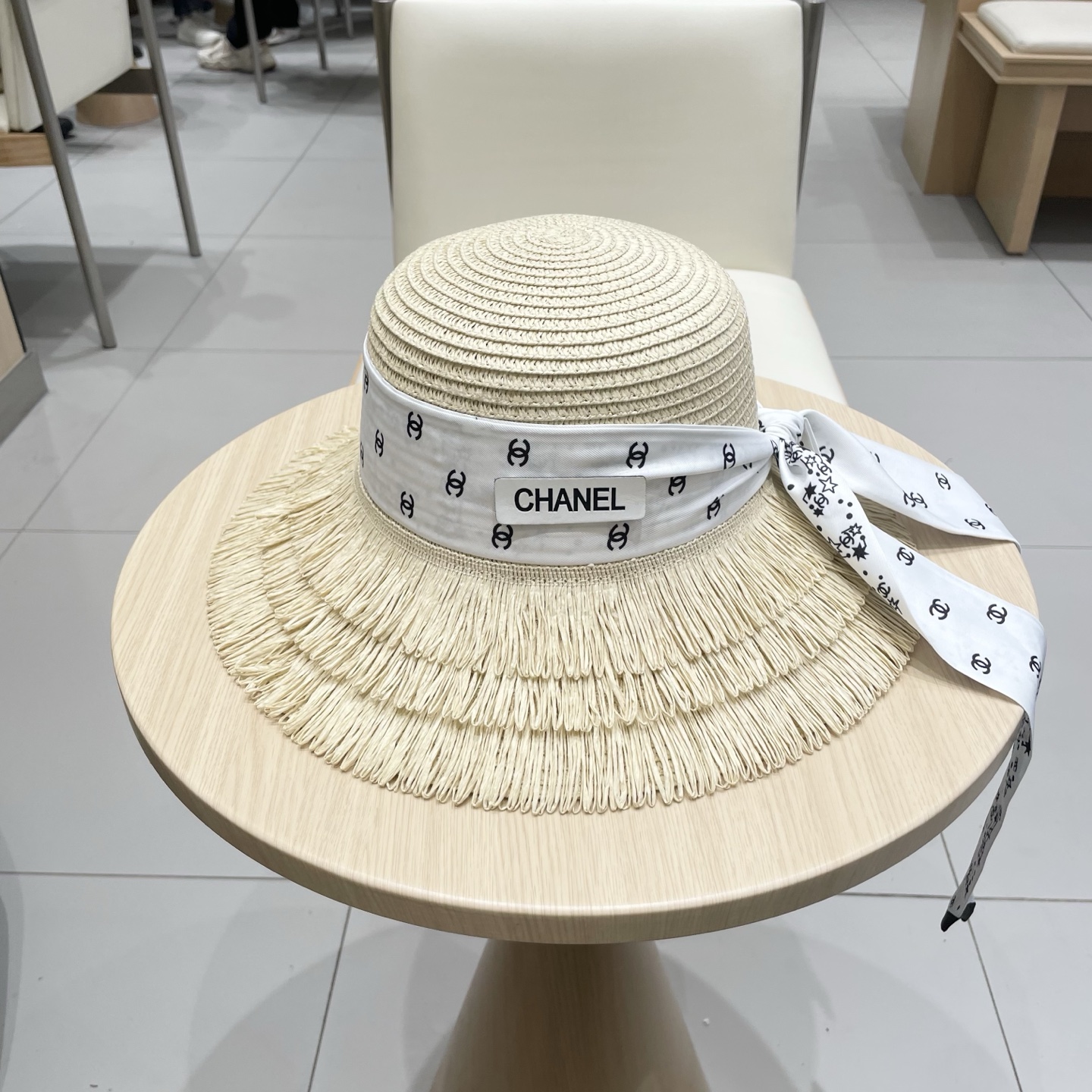  Chanel草帽女夏季优雅蝴蝶结防晒遮阳帽沙滩渔夫帽海边度假草编太阳帽潮